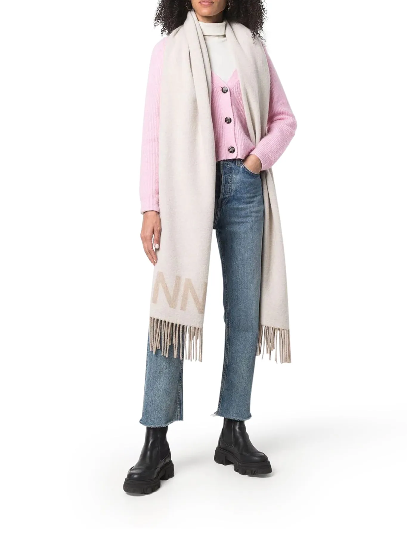 Wool Scarf with Fringe