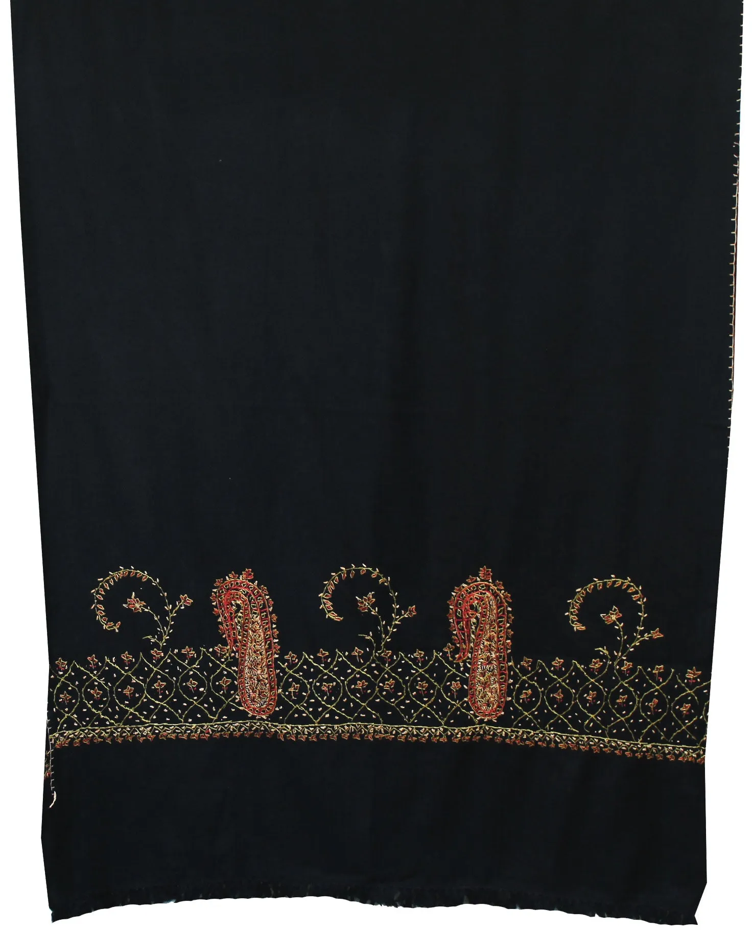 woolen scarf hand embroidered women's gift black