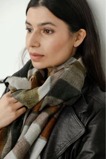 Yoko - Annica Wool Scarf - Khaki Rust for sale