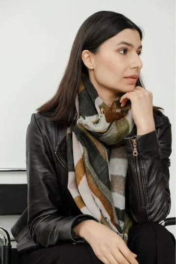 Yoko - Annica Wool Scarf - Khaki Rust for sale