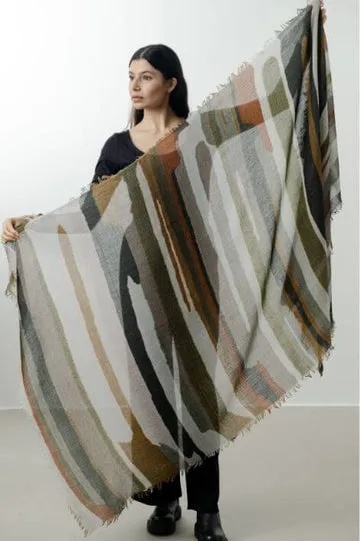 Yoko - Annica Wool Scarf - Khaki Rust for sale