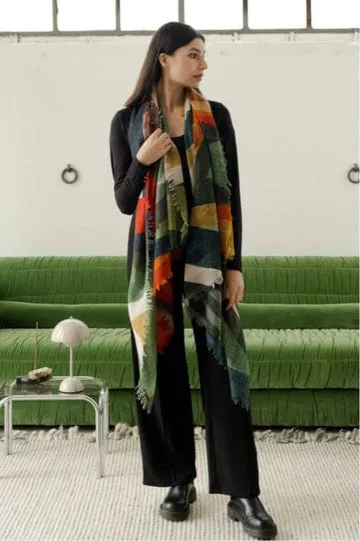 Yoko Wool Scarf - Orange Green