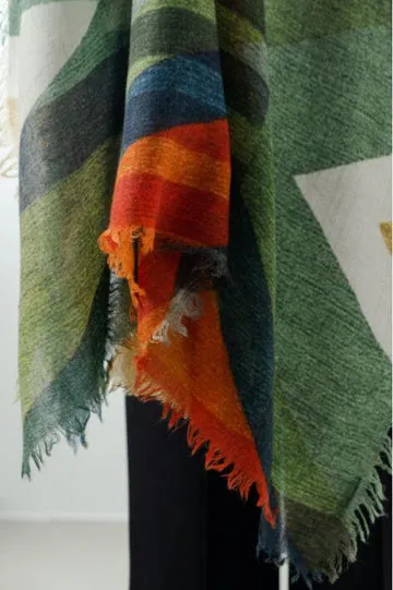 Yoko Wool Scarf - Orange Green