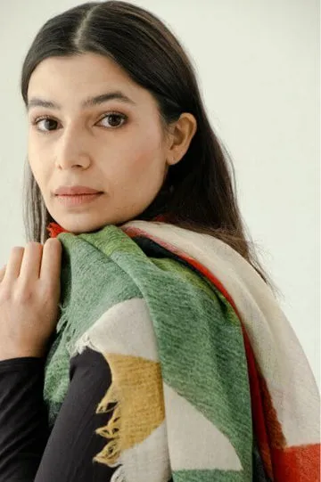 Yoko Wool Scarf - Orange Green